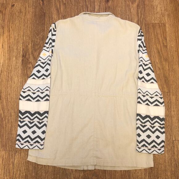 Pixley Stitch Fix Tan Black Cream Aztec Zip Up Utility Jacket Size Mediu - Picture 11 of 16